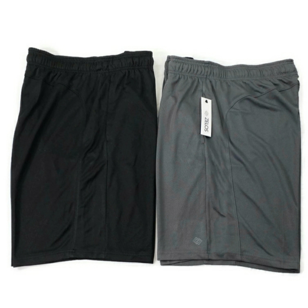 Zelos Black And Slate Gray Micro-Perforated Athletic Shorts Mens Large-2 Pack